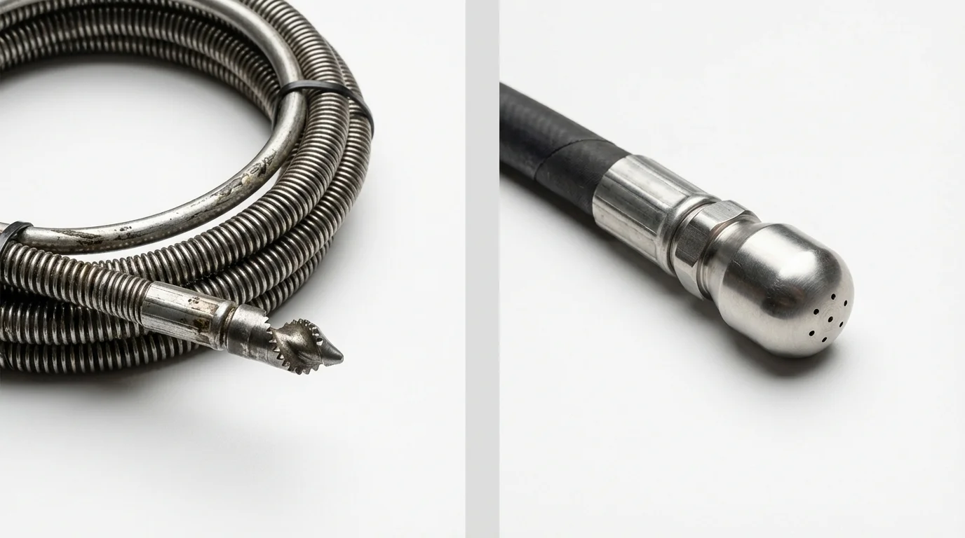 Drain snake cable and hydro jetting nozzle used for drain cleaning in Greenock, PA