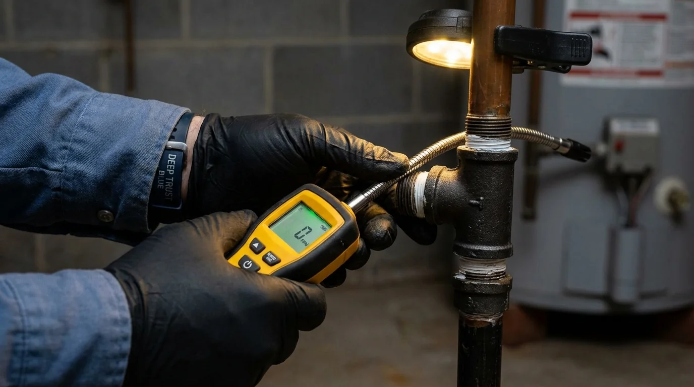 Gas leak detection with electronic sniffer by Johns Plumbing LLC in Greenock