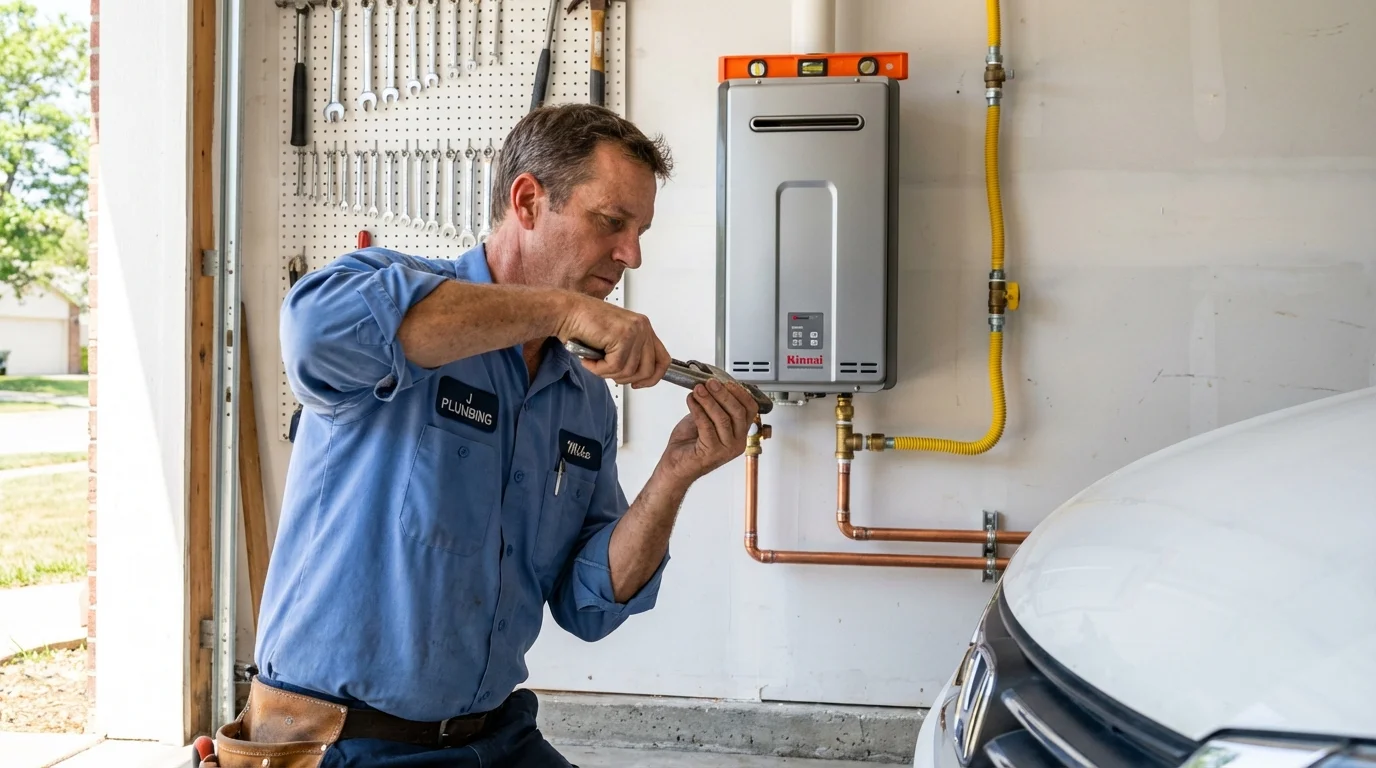 Tankless water heater installation by a Johns Plumbing LLC plumber in Greenock